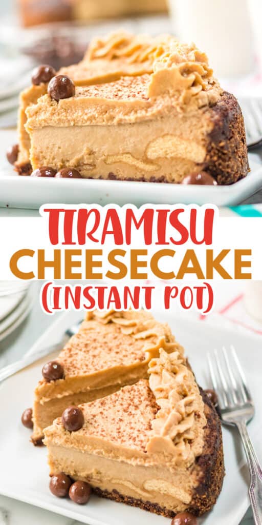 pinterest collage of tiramisu cheesecake with text